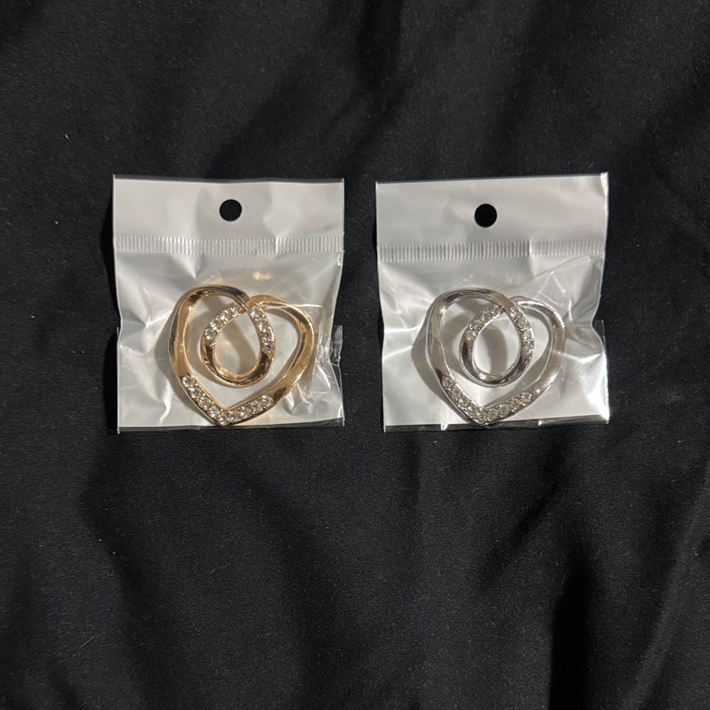 Elegant Gold and Silver Heart Earrings